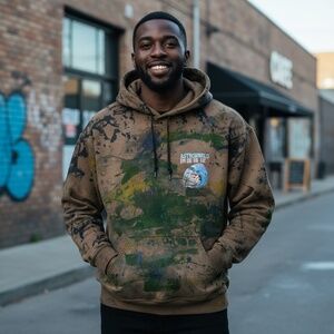 Travis Scott 2019 AstroWorld Wish You Were Here Brown Thrashed Tour Hoodie LG B4